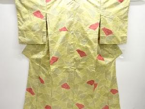 切りばめ風　笹に古典柄織り出し十日町紬着物